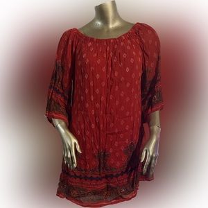 Lapogee Red Print Mini Dress, L